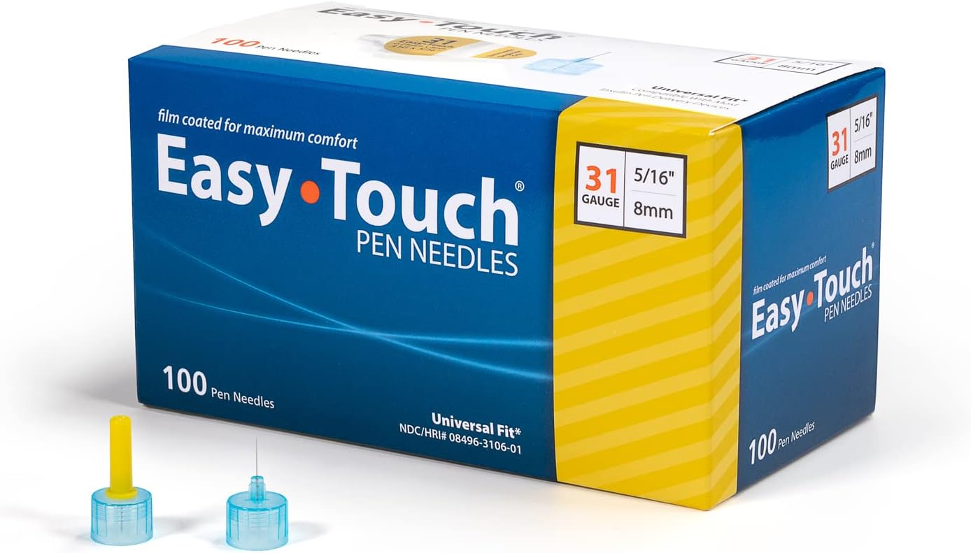 Easy Touch Insulin Pen Needles- 31G, 5/16-Inch (8mm), Box of 100