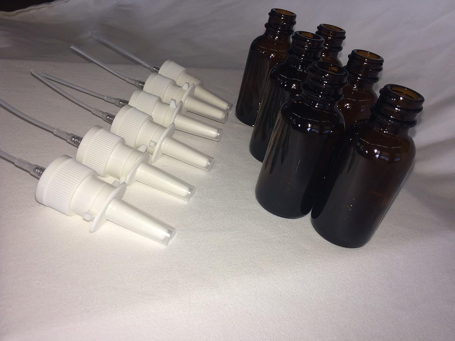 Snoot! 6-Pack 1 oz Nasal Spray Bottle Mist Sprayer - Empty Refillable Amber Glass Atomizer - Reusable Nose Sprayer for Nasal Medications