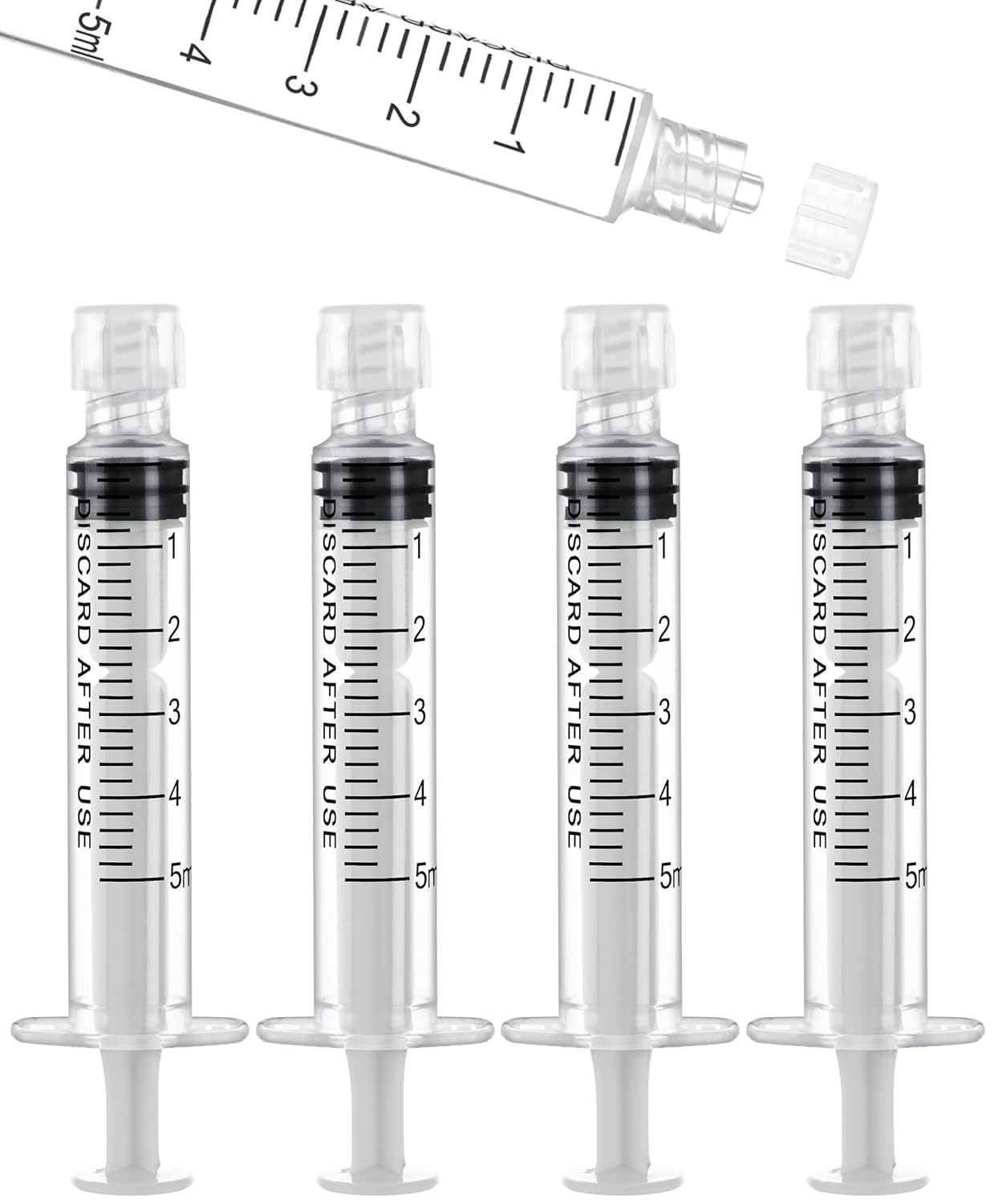 5mL Luer Lock Syringes without Needle - Syringe with Cap, Sterile Individually Sealed, Professional, Industrial & Personal Home Care, 20 Pack
