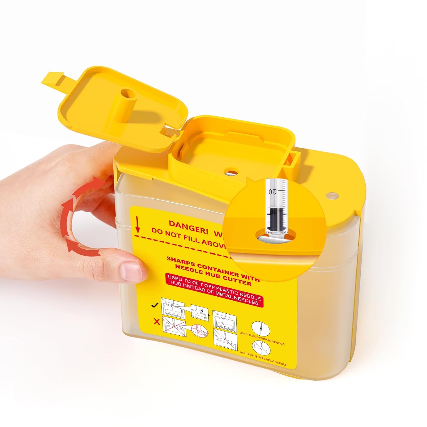 Needle Hub Cutter, Disposal Sharps Container for Cutting and Storege of Needle Hub L