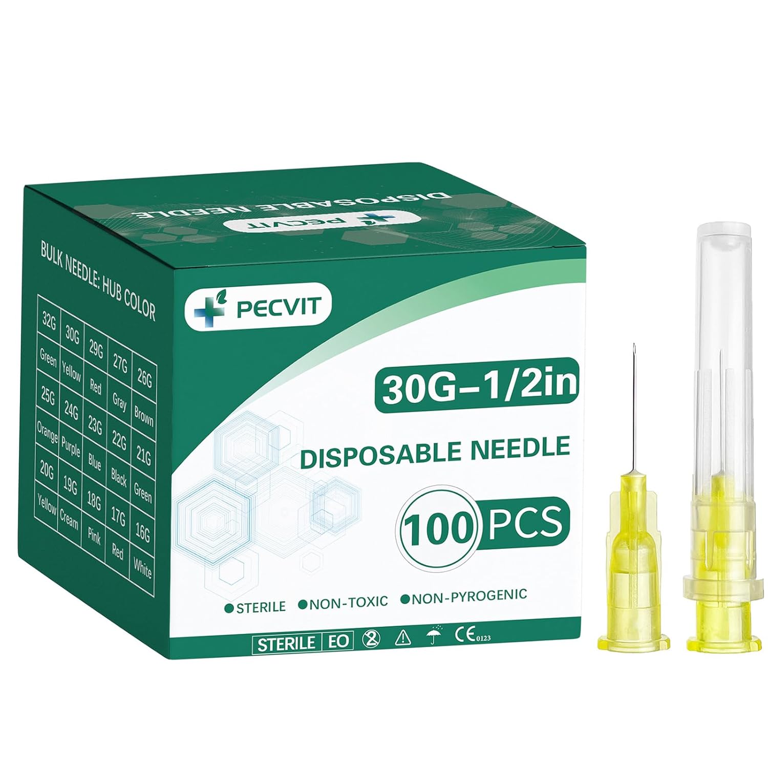 100Pack 30Ga 1/2 inch Needles Luer Lock Lab Dispensing Accessories for Measuring,Refilling Inks