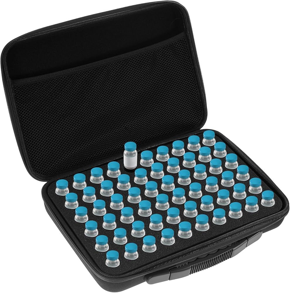 60 Slots Diabetic Insulin Peptide Fridge Carrying Case Vial Holder Storage Protector Bag, Fits Standard 10ml Vials, Insulin Cooler Travel Kits Case Organizer Diabetes Protector (Black)