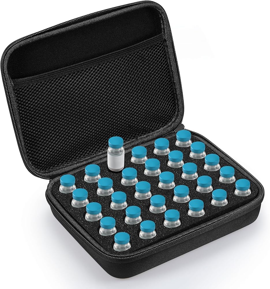Teenyyou 70 Slots Insulin Peptide Fridge Carrying Case Vial Holder Storage Protector Bag, Fits Standard 10ml Vials, Insulin Cooler Travel Kits Case Organizer Diabetes Protector (Black)