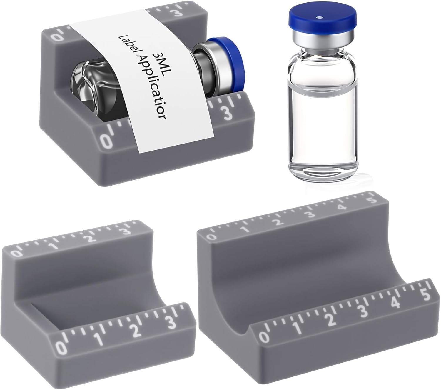 2 Pcs Vial Label Applicator Bottle Labeling Application Tool for Small Jars Essential Oils Containers Bottles(Grey,3ml and 10ml)